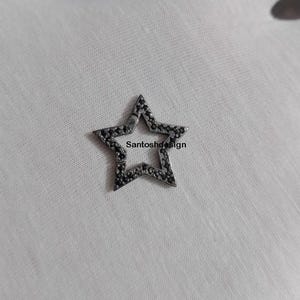 Beautiful Star Black Spinel 925 Sterling Silver Enhancer Charm Lock,Designer Star Black Spinel Silver Enhancer Lock,Handmade Lock Jewelry