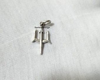 925 Sterling Silver Trident Charm Pendant, Handmade Jewelry