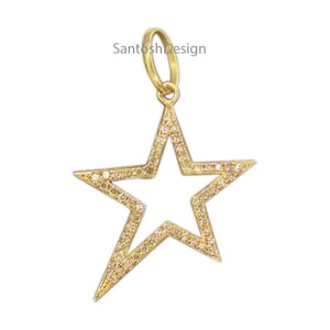Beautiful Star 925 Sterling Silver Pave Diamond Charm Pendant,Designer Star Silver Diamond Charm Pendant,Handmade Pendant Jewelry,Gift