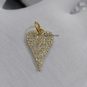 Beautiful Heart 925 Sterling Silver Diamond Charm Pendant,Designer Heart Diamond Silver Charm Pendant,Handmade Pendant Jewelry,Gift