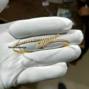 925 Sterling Silver Snake Moissanite,CZ Diamond Bangle Bracelet,Beautiful Snake Silver Diamond Bangle Bracelet,Handmade Bracelet Jewelry