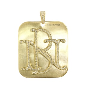 Beautiful Monogram NB BN Intial Pave Diamond 925 Sterling Silver Charm Pendant,Designer Monogram Silver Diamond Handmade Pendant Jewelry