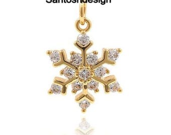 14k/18k Solid Gold Star Diamond Charm Pendant,Handmade Jewelry,Gift