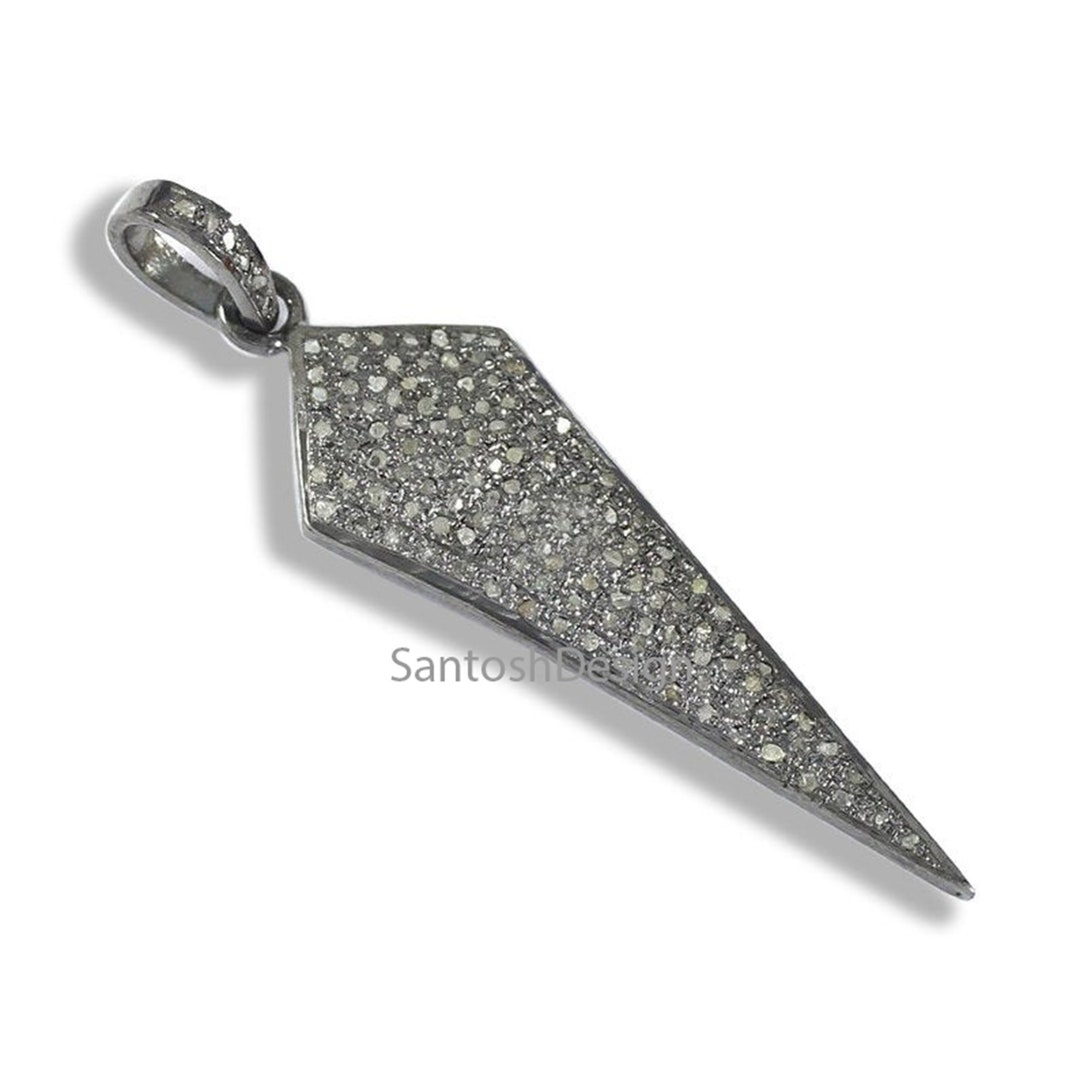 Sterling Silver Spike Diamond Pave Pendant, Handmade Jewelry - Etsy