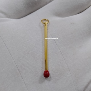 14k Solid Gold Match Stick Lucky Red Enamel Charm Pendant,Beautiful Lucky Match Stick 14k Solid Gold Charm Pendant,Handmade Pendant Jewelry