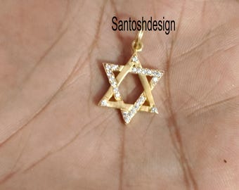 Mini Star Of David Diamond 925 Sterling Silver Charm Pendant,Gift