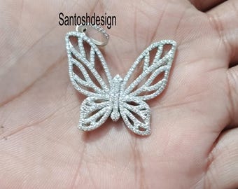 Butterfly Diamond 925 Sterling Silver Charm Pendantr,Handmade Jewelry,Gift