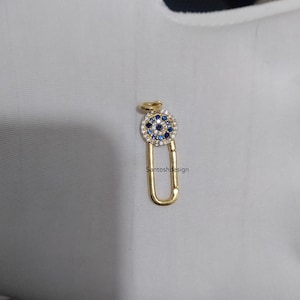 14k Solid Gold Diamond Blue Sapphire Enhancer Lock Charm Pendant,Beautiful Diamond Gold Enhancer Push Lock,Handmade Lock Jewelry