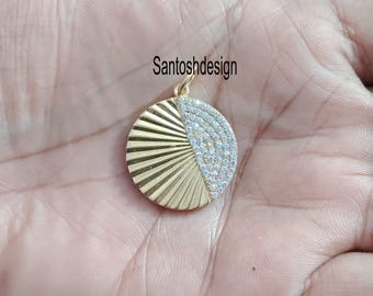 Fluted Disc Diamond 925 Sterling Silver Charm Pendant,Gift