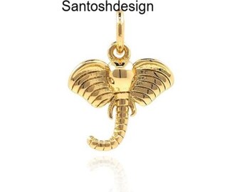 14k/18k Solid Gold Elephant Charm Pendant,Handmade Jewelry,Gift