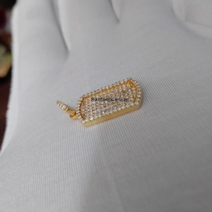 14k Solid Gold Diamond Dog Tag Charm Pendant,Beautiful Designer Dog Tag 14k Solid Gold Pendant,Handmade Pendant Jewelry,Gift