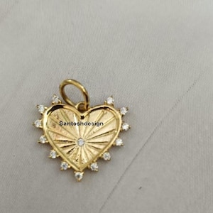 14k Solid Gold Beautiful Heart Diamond Charm Pendant,Designer Heart Diamond 14k Solid Gold Charm,Handmade Pendant Jewelry