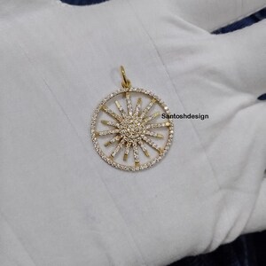Beautiful Sunburst Diamond 925 Sterling Silver Charm Pendant,Designer Sunburst Silver Diamond Charm Pendant,Handmade Pendant Jewelry,Gift