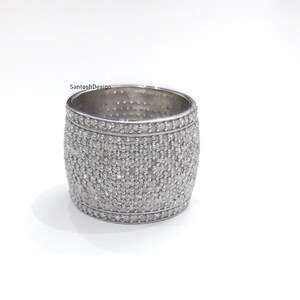 925 Sterling Silver Pave Diamond Band Ring,Beautiful Silver Diamond Band Ring,Handmade Ring Jewelry,Gift