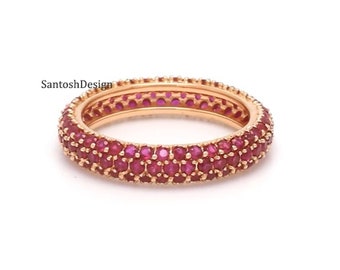 Handmade Sterling Silver Ruby Gemstone Eternity Band Ring