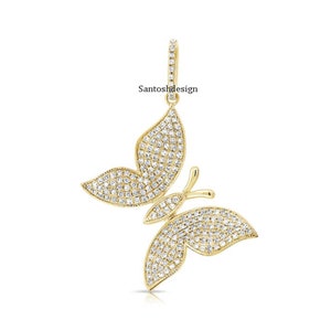 Beautiful Butterfly Diamond 925 Sterling Silver Charm Pendant,Designer Butterfly Silver Diamond Charm Pendant,Handmade Pendant Jewelry,Gift