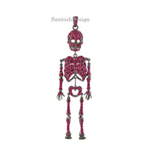Designer 925 Sterling Silver Skeleton Natural Ruby Charm Pendant,Beautiful Human Skeleton  Silver Ruby pendant,Handmade Pendant jewelry,
