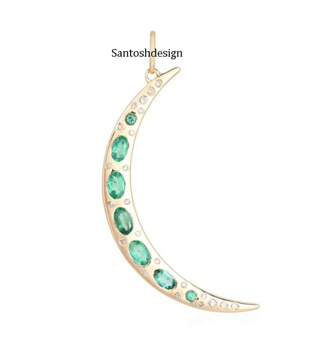 Half Moon Sterling Silver Pendant plated in 18K Gold