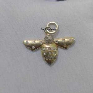 Designer Bee Pave Diamond 925 Sterling Silver Charm Pendant,Beautiful Bee Silver Diamond Charm Pendant,Handmade Pendant Jewelry,Gift