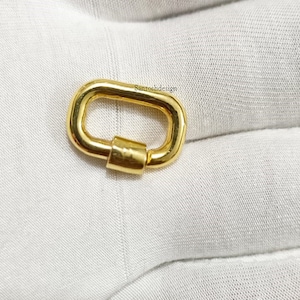 14k Solid Gold Oval Carabiner Lock Clasp,Beautiful Oval 14k Solid Gold Carabiner Screw Lock,Handmade Lock Jewelry(3MM Thickness)