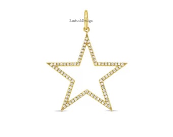 Diamond Star Charm Pendant, 925 Sterling Silver, Handmade Jewelry