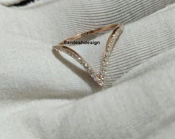 Chevron Diamond 925 Sterling Silver Ring, Handmade Jewelry