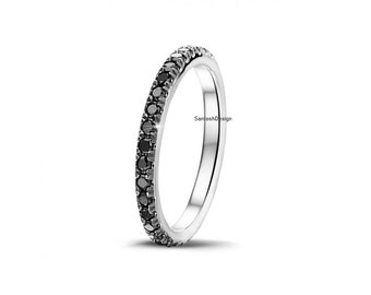 925 Sterling Silver Black Spinel Diamond Band Ring,Beautiful Silver Black Spinel Diamond Band Ring,Handmade Ring Jewelry,Gift