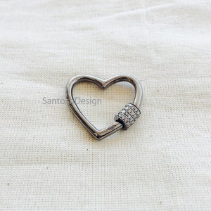 925 Sterling Silver Heart Shape Diamond Clasp,Beautiful Oxidized Sterling Silver Diamond Clasp,Handmade Clasp Jewelry