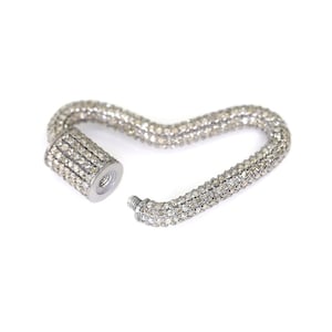 Designer Boomerang Pave Diamond 925 Sterling Silver Carabiner Screw Lock Clasp,Beautiful Boomerang Silver Diamond Carabiner Handmade Jewelry