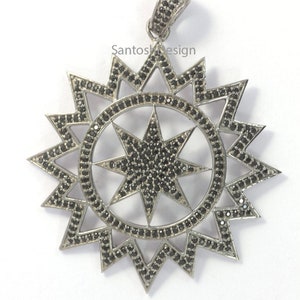 925 Sterling Silver Star Shape Black Spinel Pendant,Beautiful Silver Black Spinel Pendant,Handmade pendant jewelry
