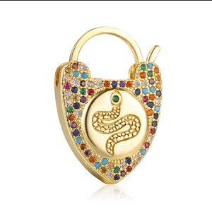 Designer Padlock Snake Multi CZ Diamond 925 Sterling Silver Charm Pendant,Beautiful Padlock Silver Multi CZ Diamond Handmade Pendant Jewelry