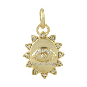 925 Sterling Silver Sun Evil Eye Charm Diamond Pendant,Beautiful Design Sun Evil Eye Diamond Pendant,Handmade Pendant Jewelry