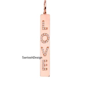 LOVE 925 Streling Silver CZ Diamond Charm Pendant,Beautiful Love Silver Diamond Charm Pendant,Handmade Pendant Jewelry,Gift