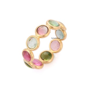 14k 18k Solid Gold Multi Colour Tourmaline Charm Band Ring,Beautiful Designer Multi Colour Tourmaline 14k 18k Solid Gold Ring,Handmade Ring