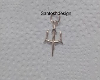 14k/18k Solid Gold Trident Charm Pendant, Handmade Jewelry Gift