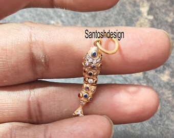 Fish Diamond Multi Sapphire 925 Sterling Silver Charm Pendant,Handmade Jewelry,Gift