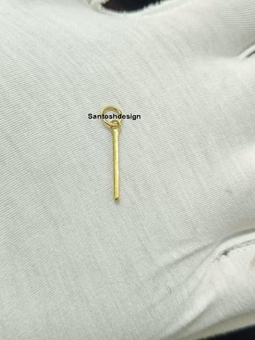Gold Sparkle Bar Sterling Silver Charm plated in 14K Gold