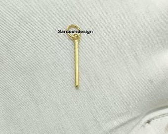 14k/18k Solid Gold Bar Pendant Charm, Handmade Jewelry