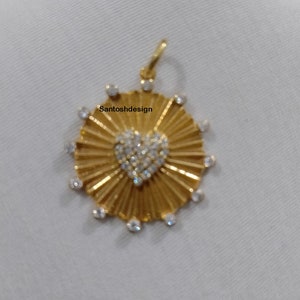 Handmade Diamond Heart 925 Sterling Silver Disc Charm Pendant (22 MM)