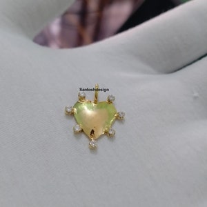 14k Solid Gold Heart Diamond Charm Pendant,Beautiful Designer Heart Diamond 14k Solid Gold Charm Pendant,Handmade Pendant Jewelry,Gift
