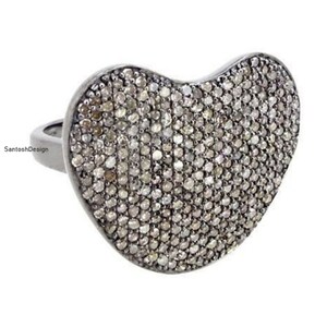 Beautiful Heart 925 Sterling Silver Pave Diamond Ring,Designer Heart Silver Diamond Ring,handmade Ring Jewelry,Gift