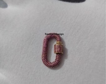 Sterling Silver Ruby Gemstone Carabiner Lock, Designer Necklace, Bracelet Jewelry