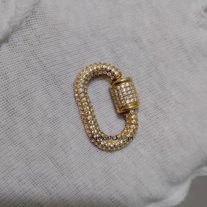 Beautiful Oval Shape Carabiner lock Streling Silver Diamond Clasp,Designer Carabiner Lock Silver Diamond Clasp,Handmade Clasp Jewelry,Gift