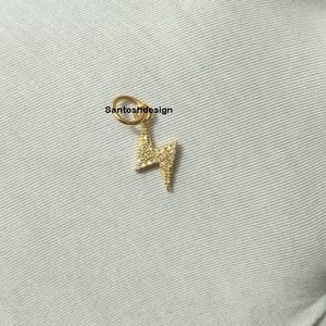14k Solid Gold Lightning Diamond Charm Pendant,Beautiful Lightning Diamond 14k Gold Charm Pendant,Handmade Pendant Jewelry,Gift