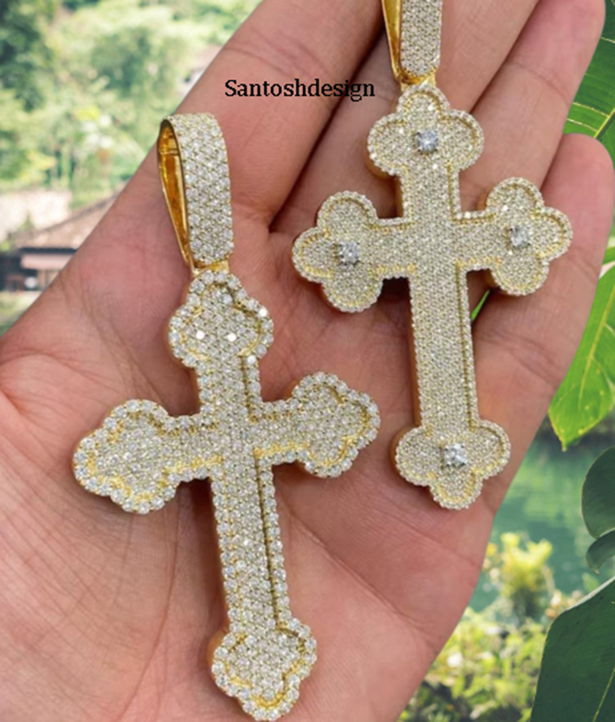 Beautiful CROSS 925 Sterling Silver Moissanite Diamond