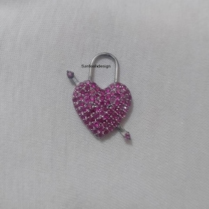 Heart Arrow Ruby Padlock Charm, Sterling Silver Pendant