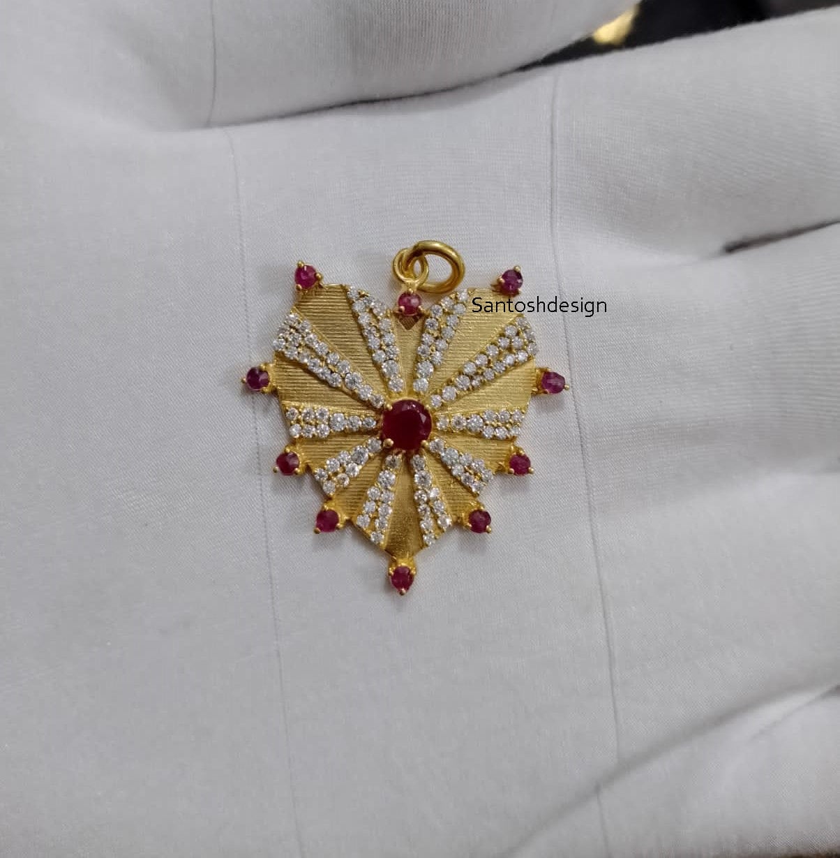 14k Solid Gold Heart Ruby Diamond Charm Pendant,Beautiful Heart Diamond Ruby 14k Solid Gold Charm Pendant,Handmade Pendant Jewelry,Gift
