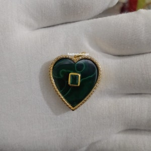 Beautiful Malachite Emerald Diamond Heart 925 Sterling Silver Charm Pendant,Designer Heart Diamond Malachite Charm,Handmade Pendant Jewelry