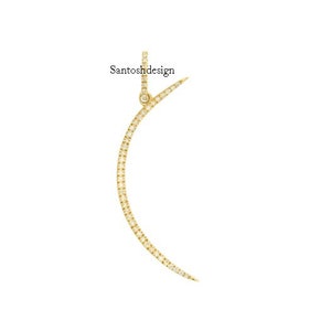 Beautiful Crescent Moon Diamond 925 Sterling Silver Charm Pendant,Designer Crescent Moon Silver Diamond Charm,Handmade Pendant Jewelry,Gift