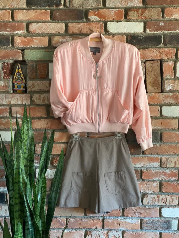 1980s Pink Silk Bomber Jacket
